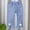 A323 Light Blue, variant on Toddler Girls Denim Leggings Soft Stretchy Pull-on Jeans Daisy Flower Embroidered Slit Hem Pants for Play School Outfits, 1T-6Y