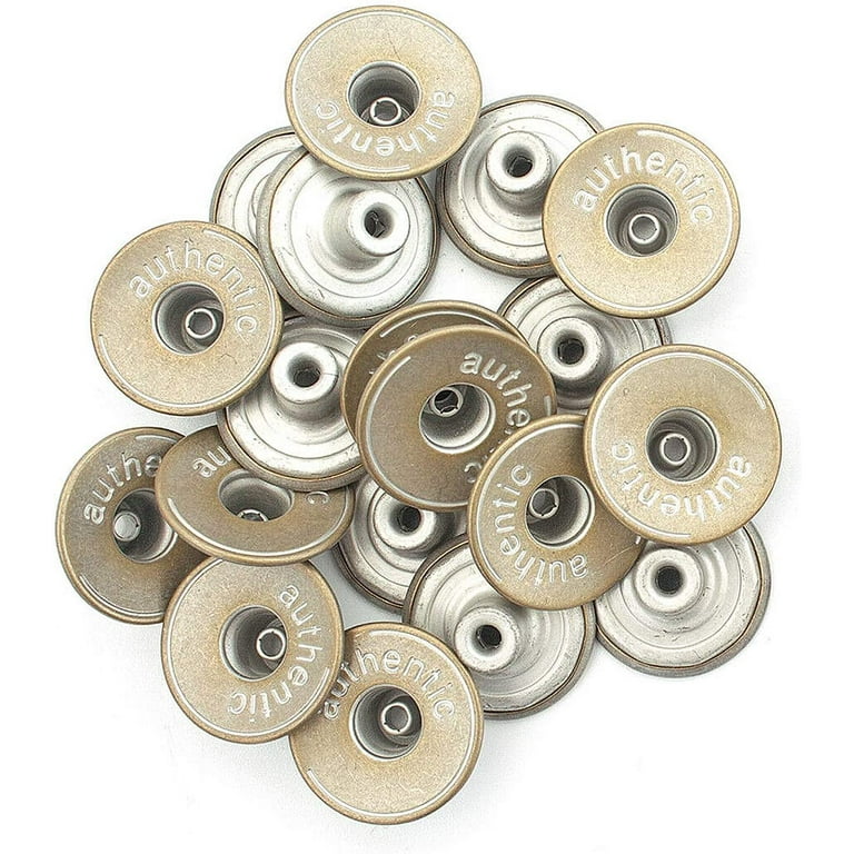 Trimming Shop 20mm Brass Jeans Buttons with Pin Back Rivets for