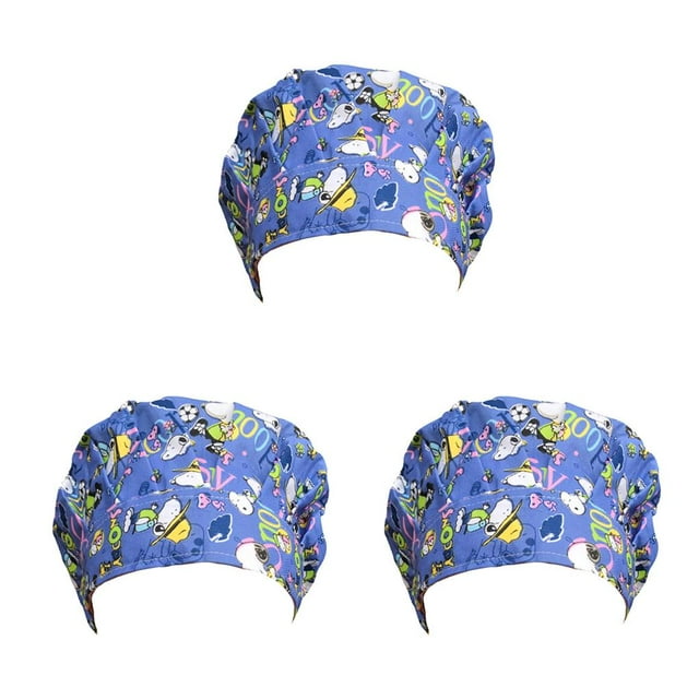 Transemion Operating Hats Nurse Durability Gourd-shaped Button Bright Colors Tie Back Multifunctional Work Uniform Working Caps G-06 3Set