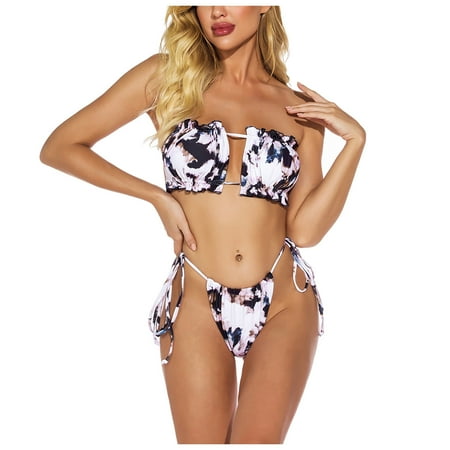 

ZHAGHMIN Traje De Baño Para Mujer Strap Swimsuit Split Fashion Bikini Up Women S Print Lace Cow Swimwears Tankinis Set Swimwears Tankinis Set Swimsuit With Underwire Bra Sports Swimsuits For Women P