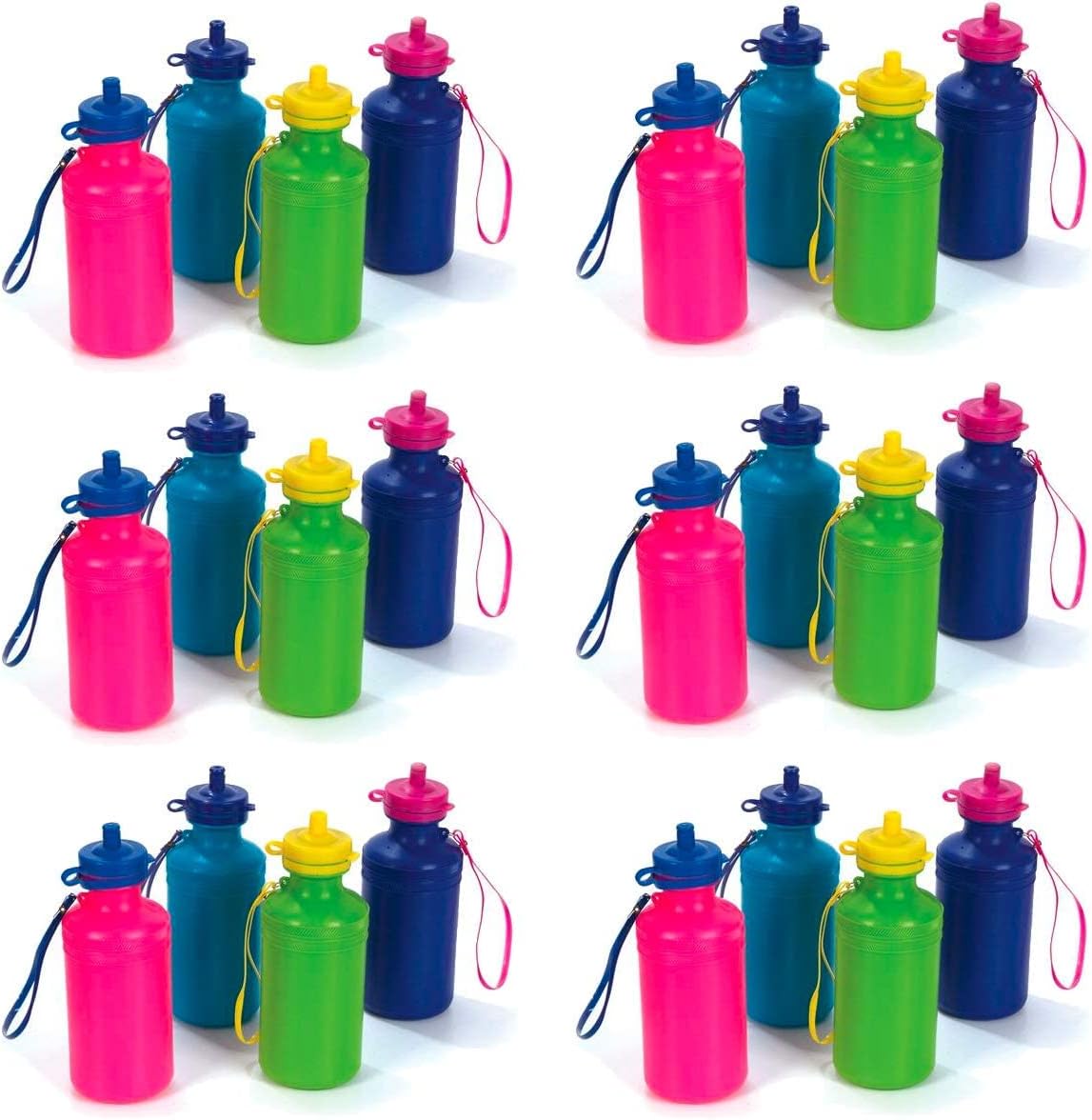 144 Bulk Water Bottles for Kids | Reusable Water Bottles 7.5 Inch Beach Accessory, Holds 18 Ounces Of Drinks Neon Color Colors May Very (144 Pack)