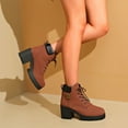 thumbnail image 6 of Miluxas Women's Combat Ankle Boots Waterproof Fashion Casual Lace up Mid Heel Fall Boots Ladies Anti-Slip Lightweight Outdoor Work Booties Orange 9(42), 6 of 9