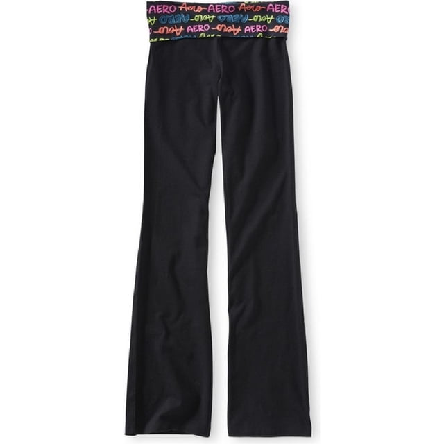 Pantalones de yoga elásticos Aeropostale para mujer, negro, mediano