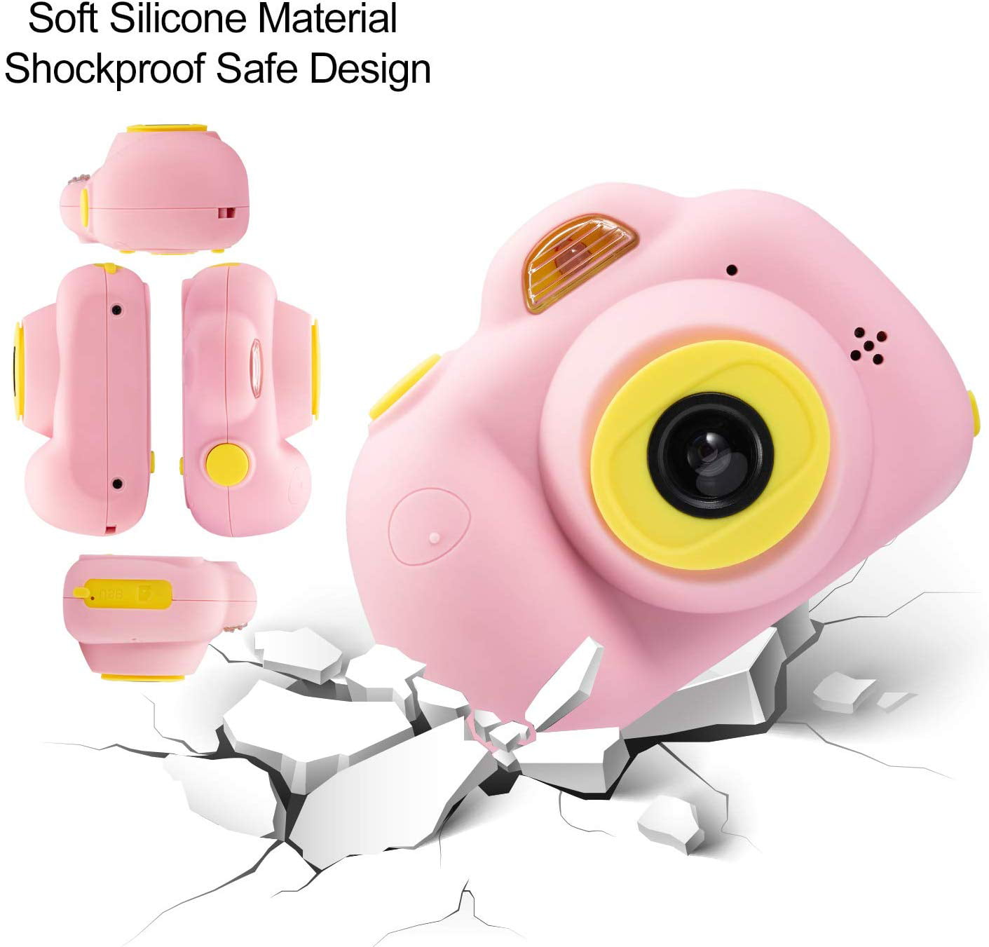Double Gs Kids Camera Gifts for 4-8 Years Old Shockproof Cameras Great Gift Mini Child Camcorder for Little Girl with Soft Silicone Shell for Outdoor Play,Pink 16GB Memory Card Included Red 