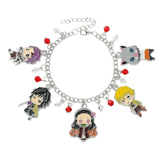 2.17" Demon Anime Slayer Charm Bracelet Jewelry - Family Cartoon Charm Bracelet Gifts for Women Girl - Ages 3