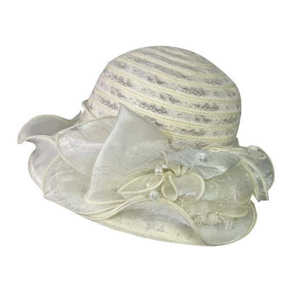 Hats for Women , Women Hat , Womens Sun Hats Elegant Lady's French Summer Sun Hat Featuring Delicate Floral Embellishments and a Wide Brim for Beach