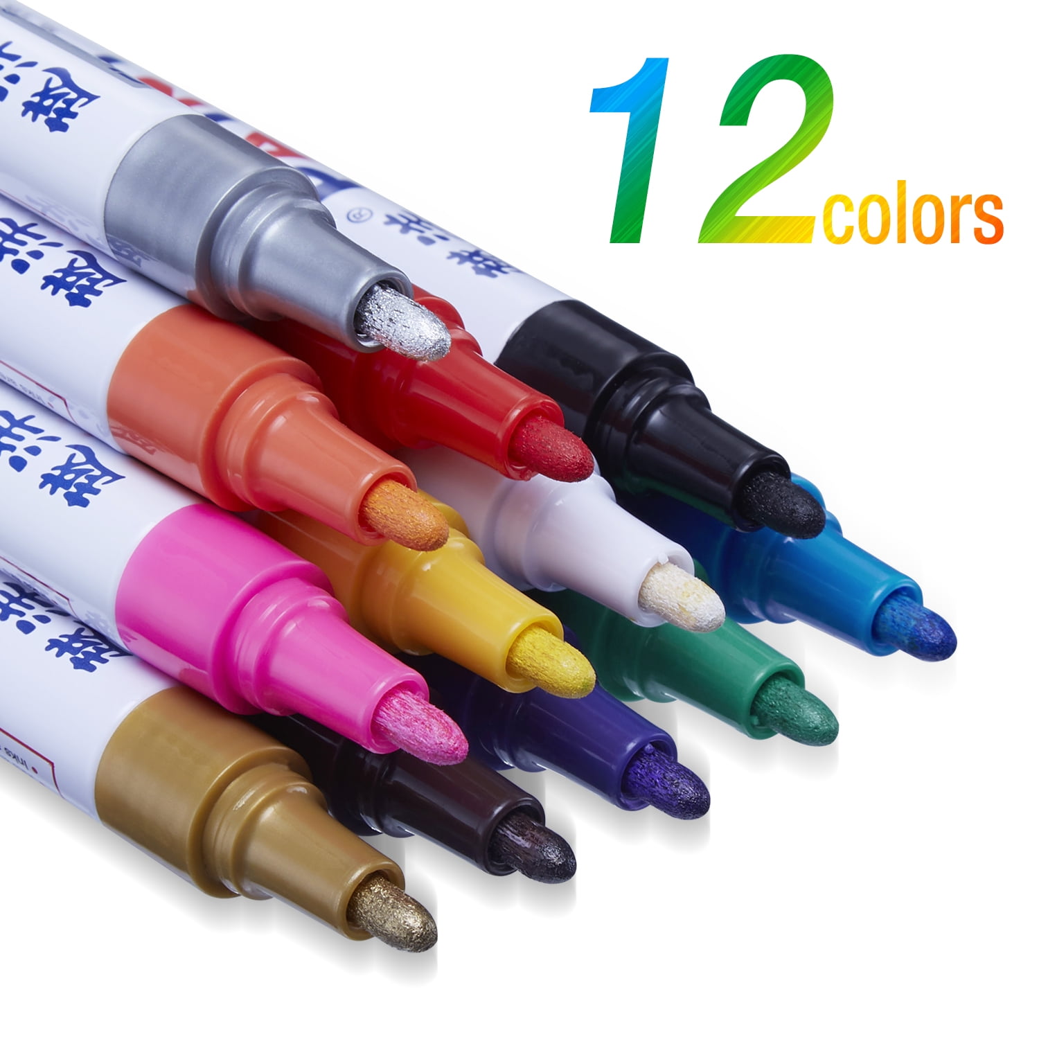 Housmile 12 Pcs Paint Markers Pen Set, Oil-Based Waterproof for Rocks Painting DIY Craft