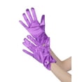 thumbnail image 4 of INSPIRE CHIC Women's Glove Satin Bead Decor Full Finger Wrist Length Short Gloves for Elegant Wedding Purple, 4 of 6