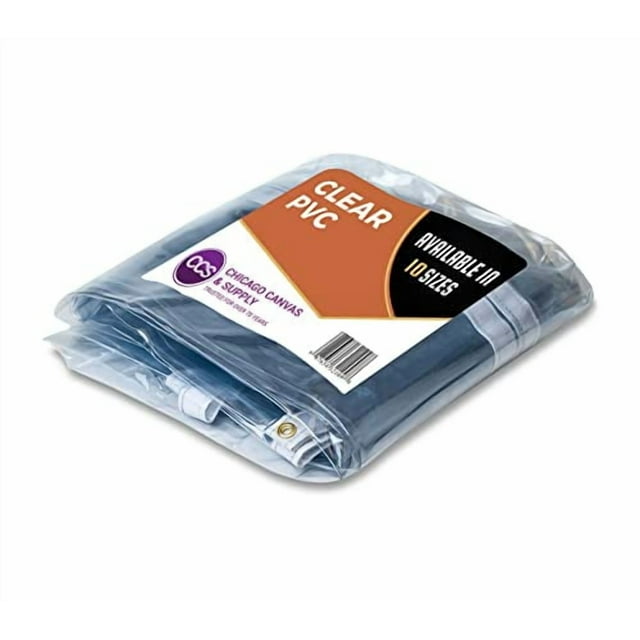 CCS Bâche Transparente Imperméable en PVC – Bâche de 20 Mil Extra Robuste avec Oeillets en Laiton Antirouille - Polyvalente pour Porche, Patio, Terrasse, Équipement et Usage Extérieur (8x10 Pi)
