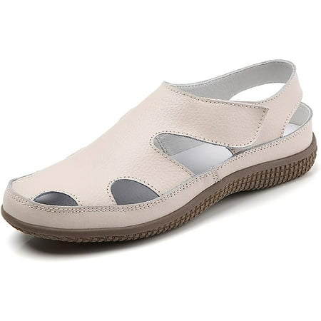 

Women s Soft Leather Flat Sandals Comfortable Casual Summer Walking Driving Shoes Fashion Wild Loafers Hollow Sandals