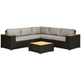 thumbnail image 1 of 6 Pieces Outdoor Rattan Patio Furniture Set with Corner Sofa, Wood-Plastic Coffee Table, Light Grey, 1 of 7