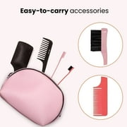 Kitsch Pro Dual Edge Mini Hair Brush and Comb, 2 Count, Nylon Fine Tooth All Purpose Combs, Blush