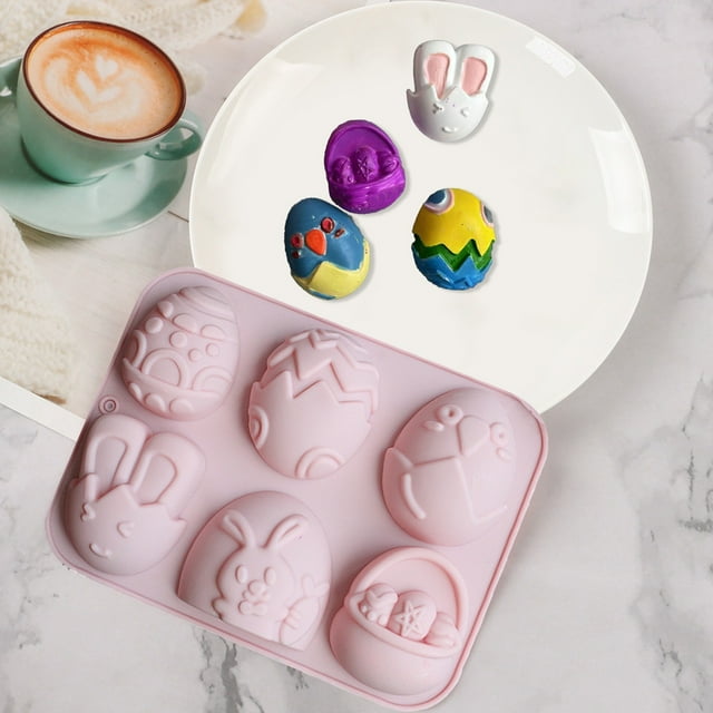 Yhmxh Easter Decorations, Easter Ornaments, Easter Gifts 6 Silicon Chocolate Molds Easter Rabbits Eggs Molds Interesting Baking Tools For Candy Cake Homemade Kitchen Gadget Silicone Mold