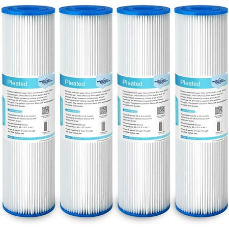 

Membrane Solutions 20 Micron Pleated Polyester Sediment Water Filter 10 x2.5 Replacement Cartridge Universal Whole House Pre-Filter Compatible with W50PE WFPFC3002 SPC-25-1050 FM-50-975 - 4 Pack