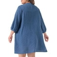 thumbnail image 3 of Agnes Orinda Women's Plus Size 3/4 Batwing Sleeve Polyester Casual Cardigan 3X Blue, 3 of 6