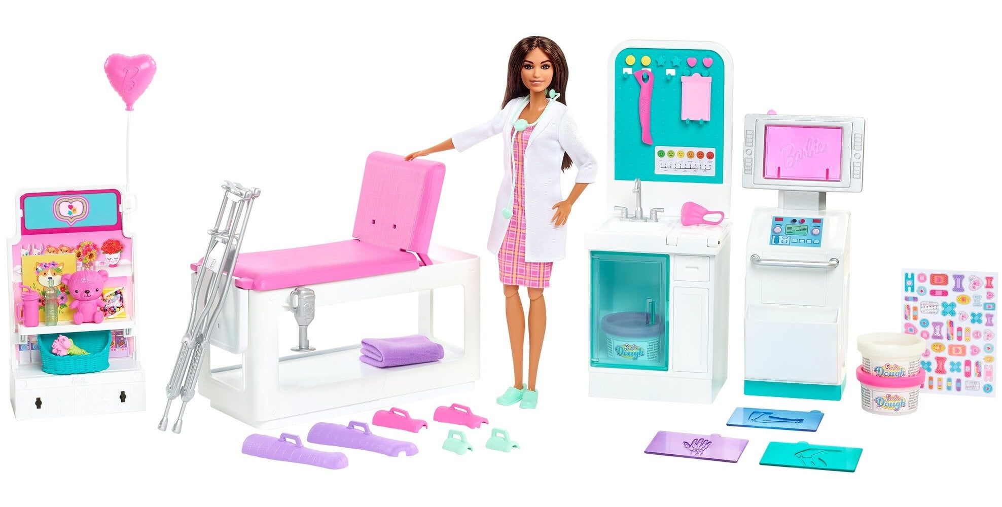 Barbie Fast Cast Clinic Doll & Playset, Brunette Doll & 30+ Accessories Including Molds & Dough