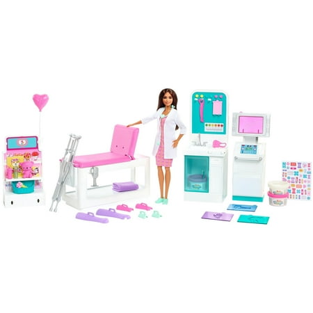 Barbie Fast Cast Clinic Doll & Playset, Brunette Doll & 30+ Accessories Including Molds & Dough