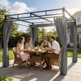 thumbnail image 2 of Outsunny Pavillon Extérieur 10 Pieds x 10 Pieds, Auvent de Pergola Rétractable avec Rideaux, 2 of 10