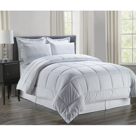 Silky Soft Bed-in-a-Bag 8-Piece Comforter Set -HypoAllergenic- Full/Queen, White