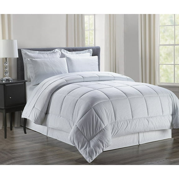 Silky Soft Bed-in-a-Bag 8-Piece Comforter Set -Allergenic- Full/Queen, White