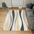 thumbnail image 2 of Vintage Turkish Area Rug, Retro Vibrant Stripes Funky Lines Design Patterns Abstract Print, Soft Carpet for Living Room Decor with Distressed Look, 5.2' X 7.6', Dusk Ecru, by Ambesonne, 2 of 4