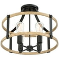 thumbnail image 5 of Franklin Iron Works Buford Rustic Farmhouse Ceiling Light Semi Flush Mount Fixture 18" Wide Faux Wood Black 4-Light for Bedroom Kitchen Living Room, 5 of 7