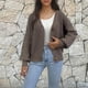 thumbnail image 1 of Suéter de cuello redondo para mujer, suéter informal de punto suelto con borlas y bordes, suéter de cuello redondo para mujer, top acrílico, 1 of 7