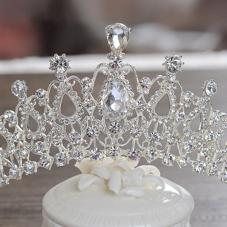 2 Pc tiara diamond rhinestone crowns FNNMNNR 2PC Baroque Wedding Crowns Gold Rhinestone Bridal  main image 2