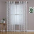thumbnail image 2 of Shininglove White Leaf Sheer Curtains for Living Room, 84inch Long Grommet Top Floral Leaf Embroidery Voile Sheer Curtains, 2 of 7