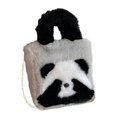 thumbnail image 2 of Bolso de mano de peluche de panda, bolso de hombro, bolso cruzado, bolso tote, estuche, cartera con cadena, gris, 2 of 9