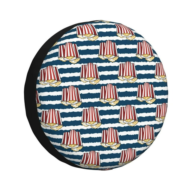 Fotbe Popcorn Funda de Llanta de Repuesto con Estampado, Engrosada, Ajuste Universal para Jeep, Remolque, RV, SUV, Camión-15 inch
