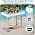 thumbnail image 6 of SUPER DEAL Party Ice Cooler Folding Table with 5L Bucket, Portable Outdoor Cooler Table with Removable Matching Skirt, Large Sink and Drain for BBQ, Picnic, and Camping, 6 of 8