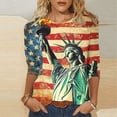 thumbnail image 2 of lcziwo Women American Flag Shirt Soft Casual 3/4 Sleeve Blouse 4Th Of July Printed Summer Family Round Neck Tshirt Army Green XXL, 2 of 6