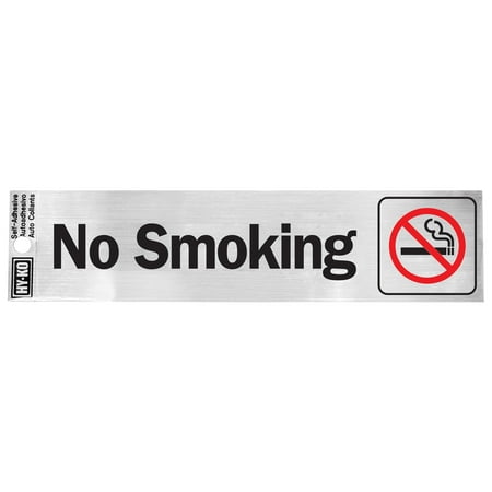 2" x 8" No Smoking Self-Adhesive Vinyl Sign - 1 pack, Model No Smoking, Weather-Resistant Material