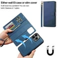 thumbnail image 6 of for Samsung Galaxy S25 Edge, Wallet Case with Magnetic Removable Inner Case, Classic Kickstand Wrist Strap Card Slots Full Body Protection Phone Cover for Men Women for Galaxy S25 Edge, Blue, 6 of 9