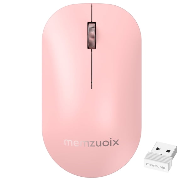 2.4GHz Wireless Mouse, Silent Click Portable Mouse with 1600 DPI Precision Optical Sensor, USB Receiver, Plug and Play Compact Mouse for PC, Laptop, MacBook, Chromebook, Chrome OS, Pink