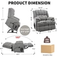 thumbnail image 6 of Power Lift Recliner Chair for Elderly, Dual Motor Electric Lift Recliners with Lumbar Heat Vibration Massage, Chenille Fabric Medium-Firm Electric Lift Chair with Remote - Grey, 6 of 8