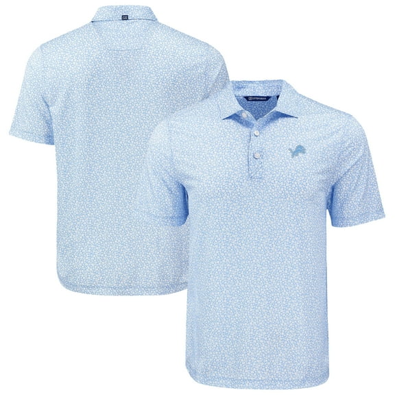 Men's Cutter & Buck Powder Blue Detroit Lions Pike Eco Flora Print Recycled Big & Tall Polo