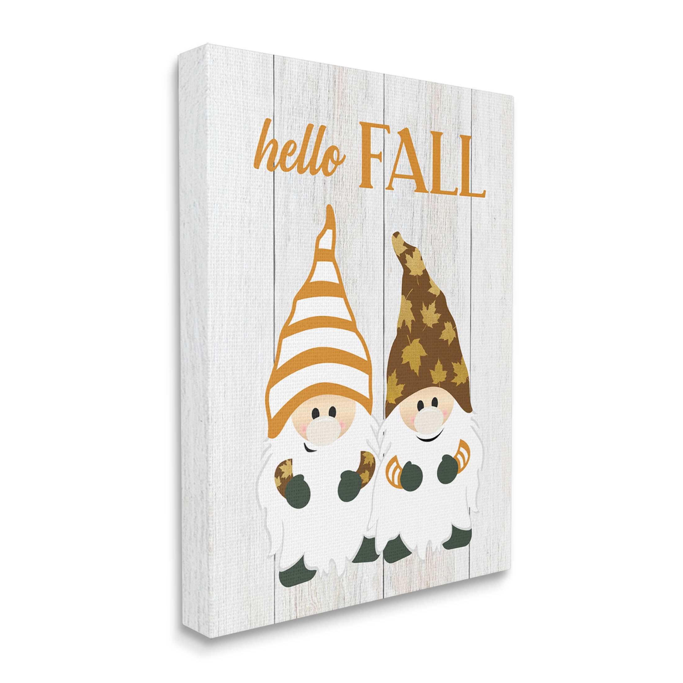 Stupell Industries Hello Fall Whimsical Gnomes Graphic Art Gallery Wrapped Canvas Print Wall Art, Design by CAD Designs