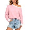 thumbnail image 6 of Enjoytime Sweatshirt for Women Patchwork Long Sleeve Off Shoulder Sweatshirt Fall Fashion Casual Pullover Tops, 6 of 8
