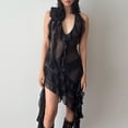 thumbnail image 1 of Vestido Largo Atractivo Vestido sin espalda de malla transparente Ropa de club de fiesta irregular (Negro L) Cgtredaw para Mujer Negro T XL, 1 of 8