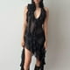 thumbnail image 1 of Vestido Largo Atractivo Vestido sin espalda de malla transparente Ropa de club de fiesta irregular (Negro S) Cgtredaw para Mujer Negro T M, 1 of 8