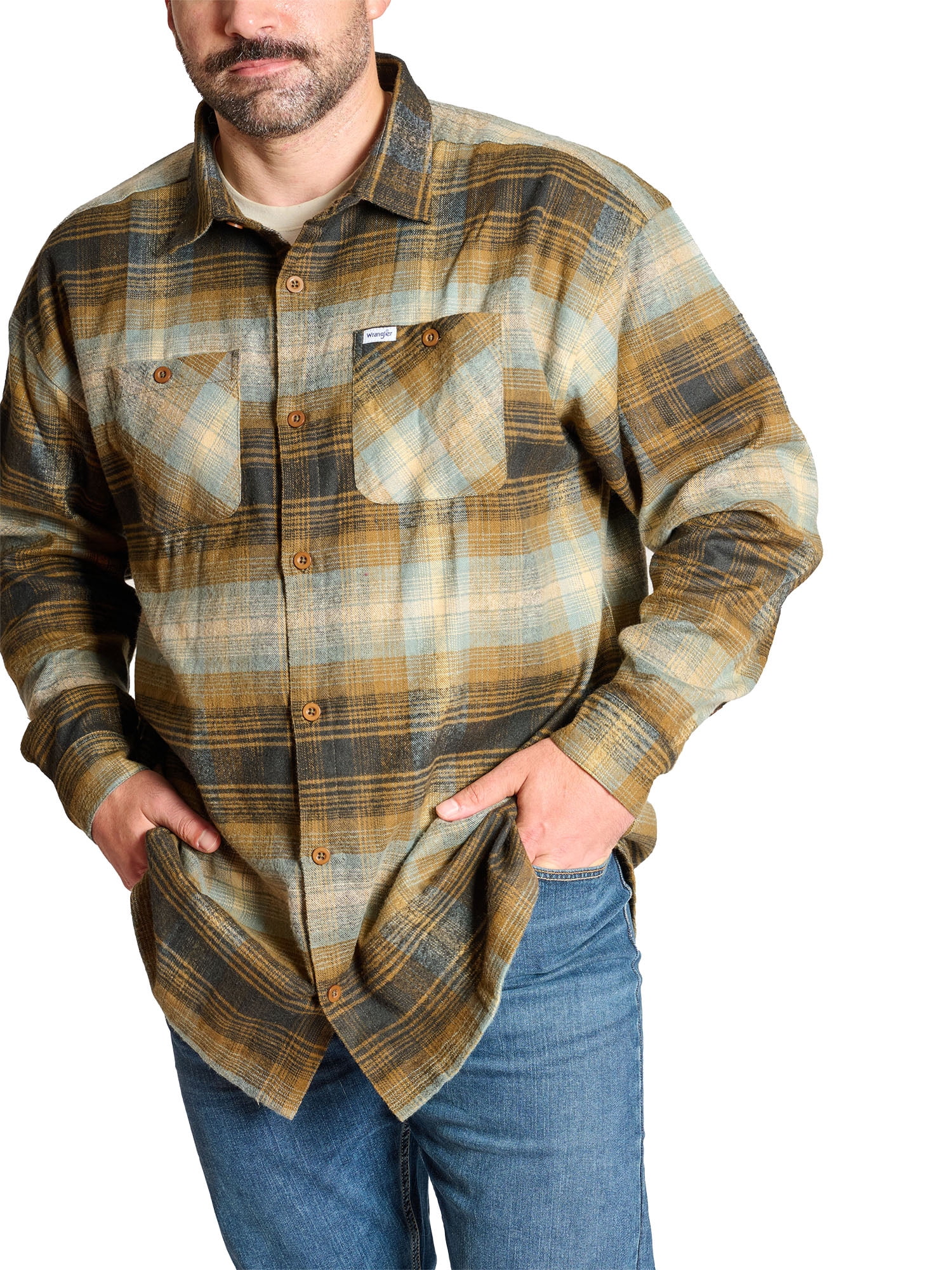 Wrangler Men's Big and Tall Plaid Flannel Shirt ,Big Size Up To 6XL And Tall Size Up To 4XT