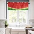 thumbnail image 3 of Kitchen Curtains Set, Summer Watermelon Kitchen Curtains and Valances Set, Red Green Fruits Watercolor Rod Pocket Tier Curtains 24 Inch Length for Cafe/Bedroom Windows, 3 of 6