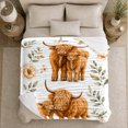 thumbnail image 5 of Watercolor Highland Cow Calf Botanical, Cozy Friendship Quote Scene, Warm Flannel Blanket for Ranch House and Living Room, Art Lovers Friendship Gift, Artistic Home Decor, 5 of 9