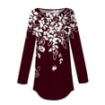 thumbnail image 4 of Red Womens Tops Womens Blouses Dressy Casual Fall Hippie Tshirts Shirts Long Sleeve Cute Tops Floral Tunics Tops Crew Neck Sweatshirts Shirts for Women, 4 of 5