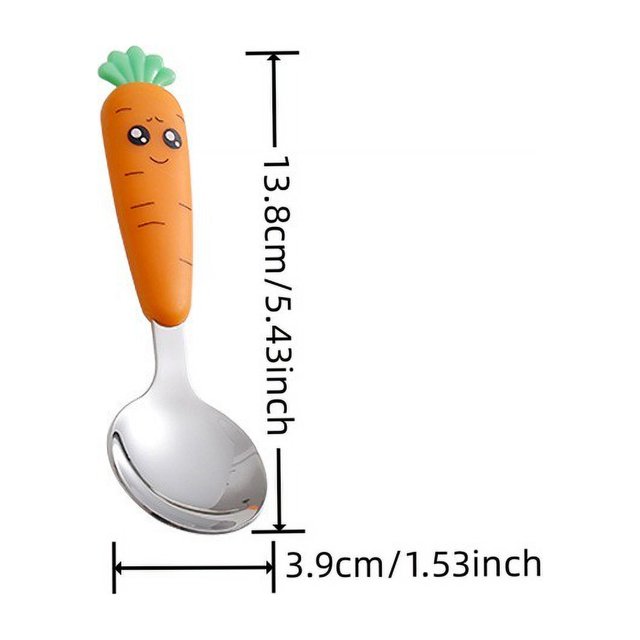 1pc/1set Creative Cartoon Carrot Tableware, Children's Fork Spoon With Handle, Portable Children's Tableware, For Toddlers Kids