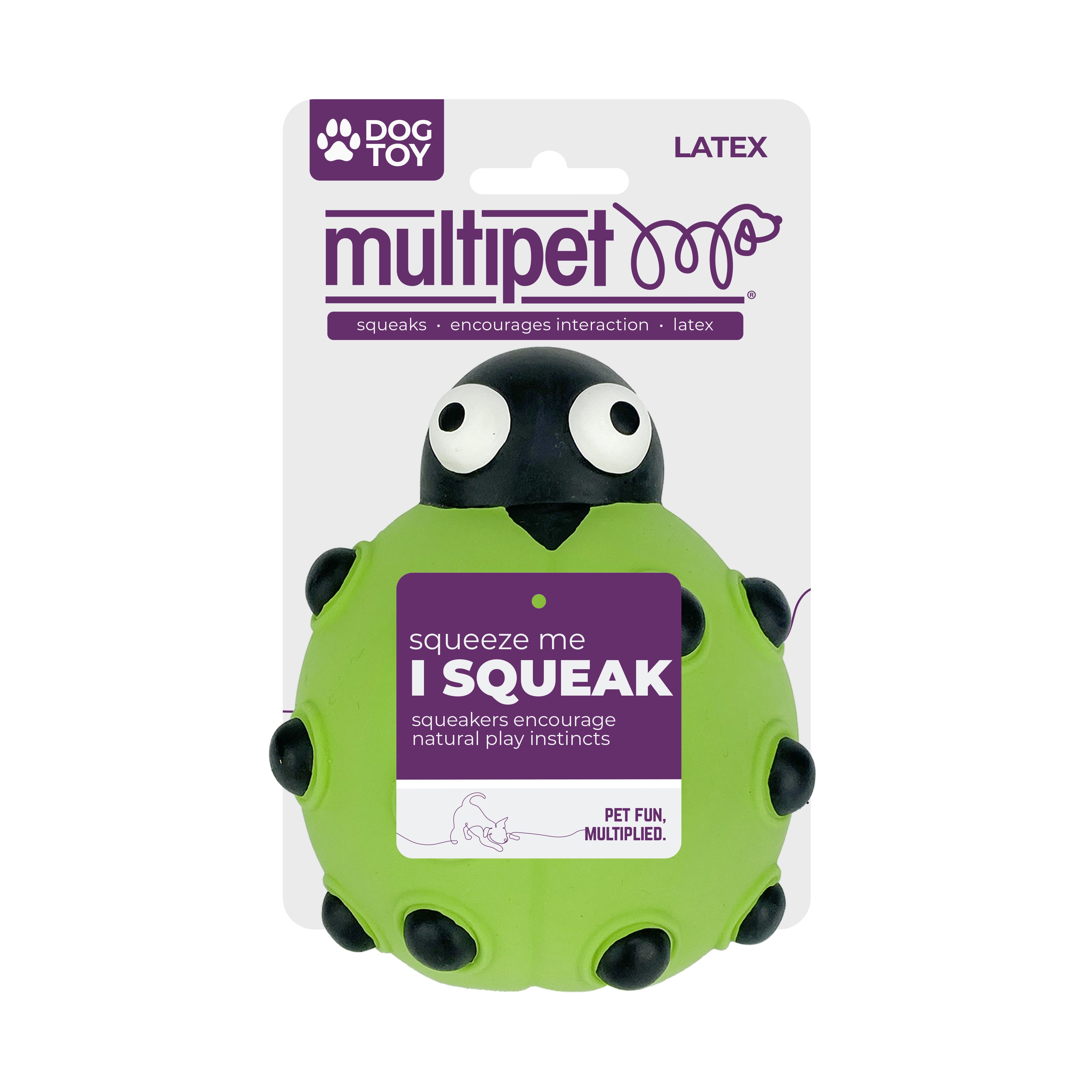 Multipet Look Who's Poppin' Latex Ladybug Dog Toy with Squeaker