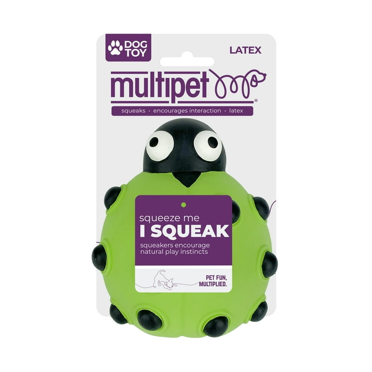 Multipet Look Who's Poppin' Latex Ladybug Dog Toy with Squeaker