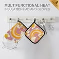 thumbnail image 4 of Yayeee Oven Mitts and Pot Holder Set of 2 Heat Resistant Kitchen Gloves Baking Hot Pad, Purple Retro Rainbow, 4 of 5